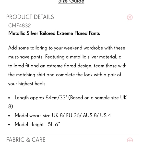 NWT Pretty Little Thing Gold Silver Flares US 10 - Picture 7 of 7